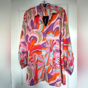 Pretty Little Thing Abstract Multi-color Tunic size 6
